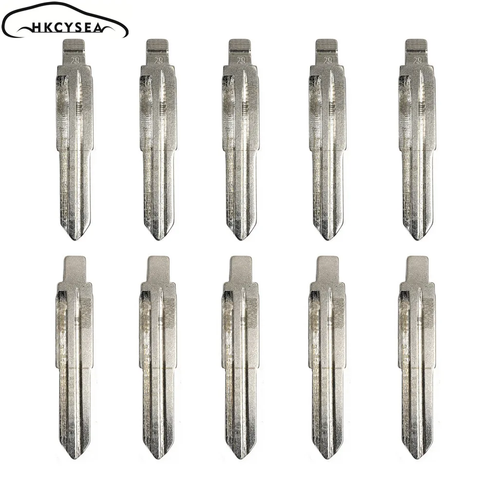 

HKCYSEA 10pcs Uncut Metal 2 in 1 LiShi Scale Blank Engraved Line Car Key Blade NO.29 HYN7R with Flat Teeth for KIA for Hyundai
