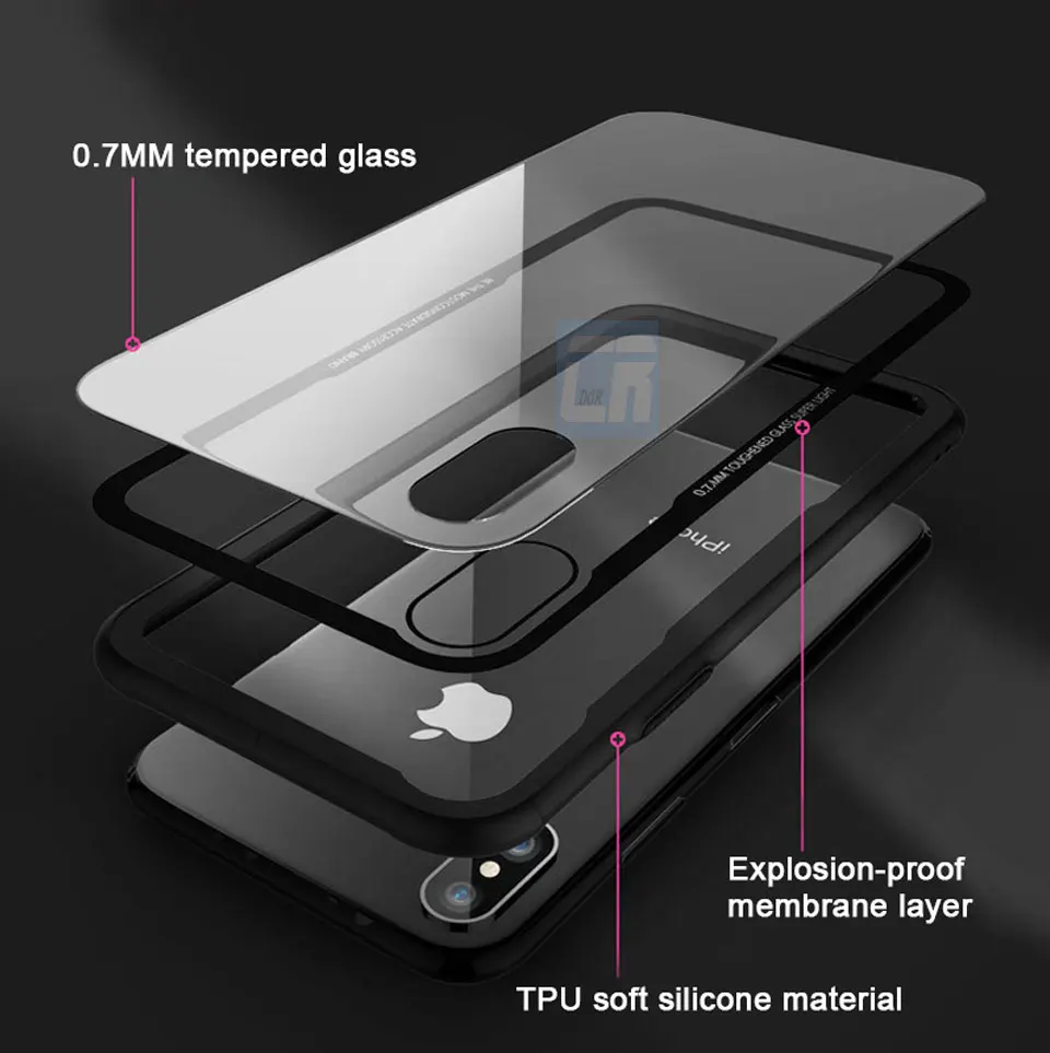 Back Tempered Glass Case for iphone X