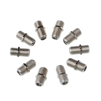 

10 Pcs Zinc Alloy Joiner Barrels Connector F Plug Coupler Adaptor 4 Sky Plus HD TV Coax Cable #W0822S#