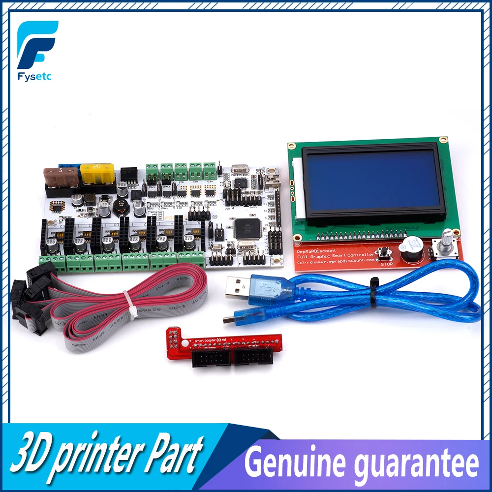 

Upgrade Rumba Plus For 3D Printer Start Kits Motherboard Rumba+ Board Support 3pcs Extruder With 12864 LCD Display Screen