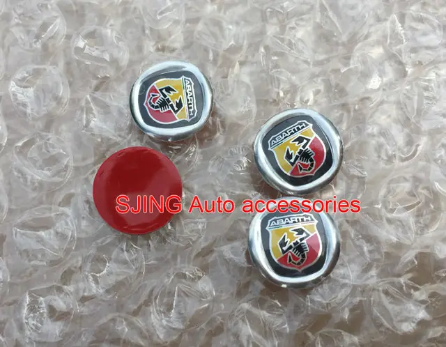 SHUAIZHONG-4 Uds. Abarth de 14mm de automóvil de logotipo, llavero, emblema, insignias, calcomanías, pegatina de concha SHUAIZHONG-4 Uds. Abarth de 14mm de automóvil de logotipo, llavero, emblema, insignias, calcomanías, pegatina de concha