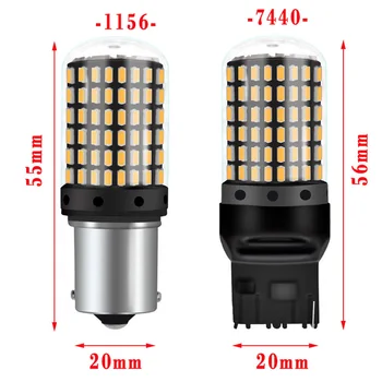 

1PC T20 7440 W21W LED Bulbs 3014 144smd Led CanBus No Error 1156 Led Lamp For Turn Signal Light No Flash 12-36V