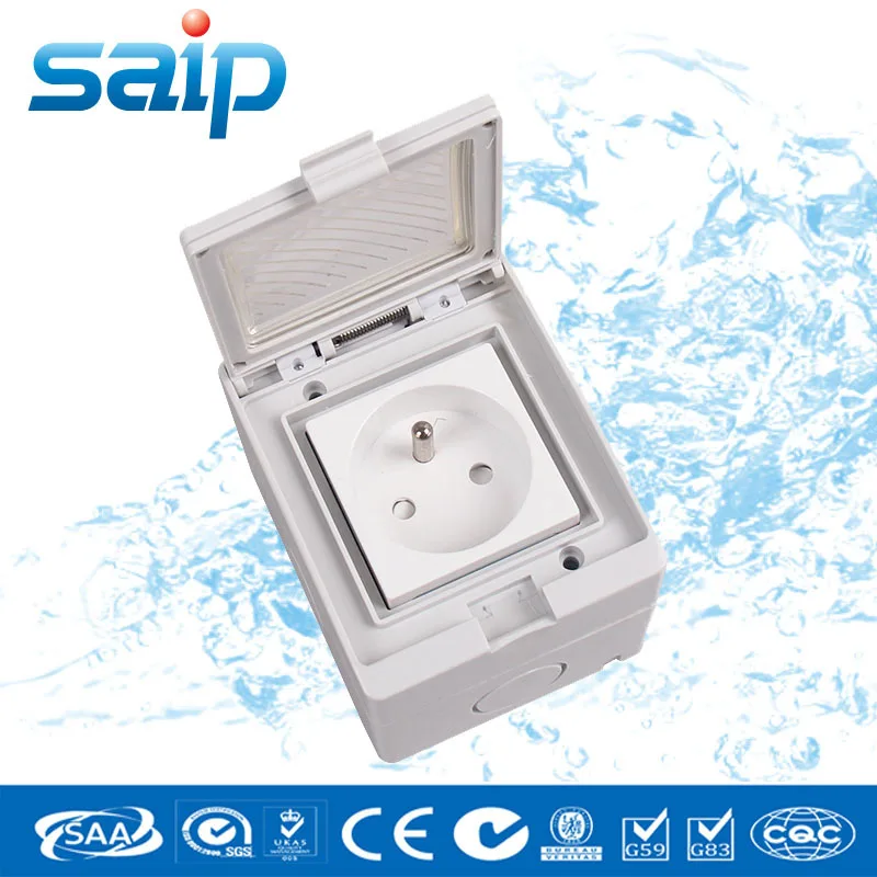 

SP-FR IP55 16A 250V Bathroom Use Waterproof Wall Socket / One-position French Style Socket