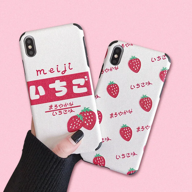 

Summer Cute Strawberry Soft shell Phone Case For iPhoneX XR TPU soft Japanese and Korean Style Phone Case For iPhone7 8 6 Cover