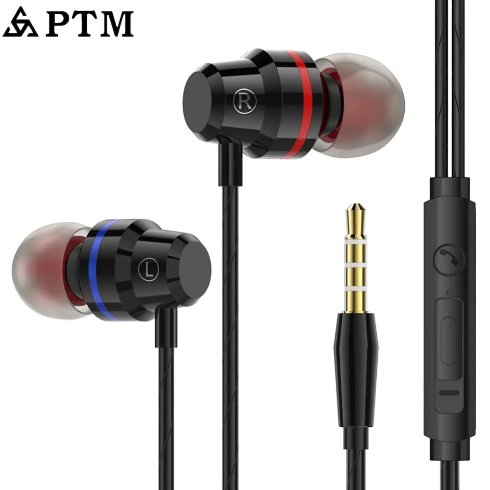 

PTM M5 Stereo Earphone Headphones With Microphone Volume Control Earbuds Bass Headset for Phones Iphone Xiaomi ear phone