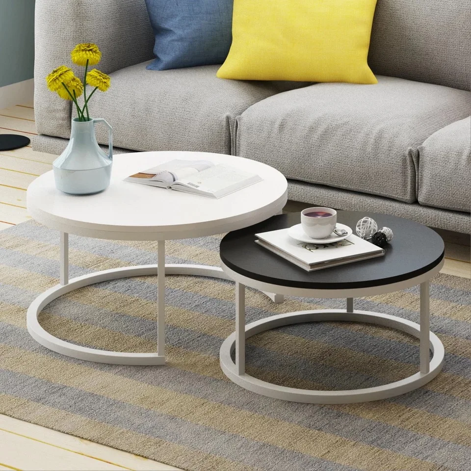 Steel Wood Nordic Style Home Wooden Coffee Table creative small apartment simple living room combination side mini round Steel Wood Nordic Style Home Wooden Coffee Table creative small apartment simple living room combination side mini round