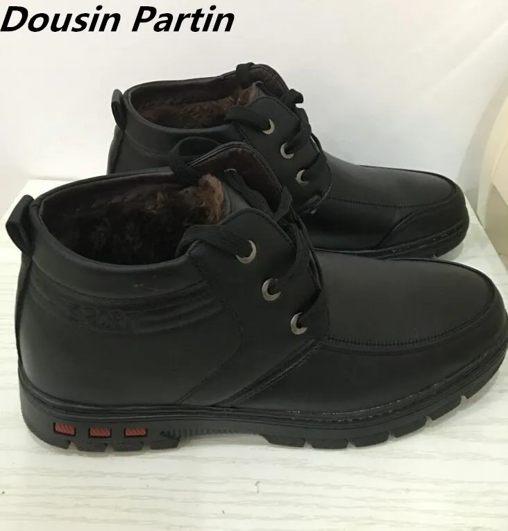 Мужские кожаные ботинки Dousin Partin теплая обувь на толстой подошве увеличивающая