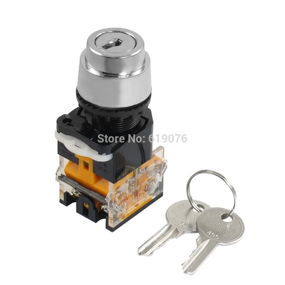 

AC 415V 10A 1NO 1NC DPST Keylock 2 Position Selector Latching Push Button Switch