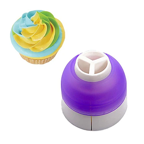 1pc Useful Silicone Icing Piping Bag Nozzle Converter 3 Hole 3 Color Cream Coupler Cake tips DIY Cake Decorating