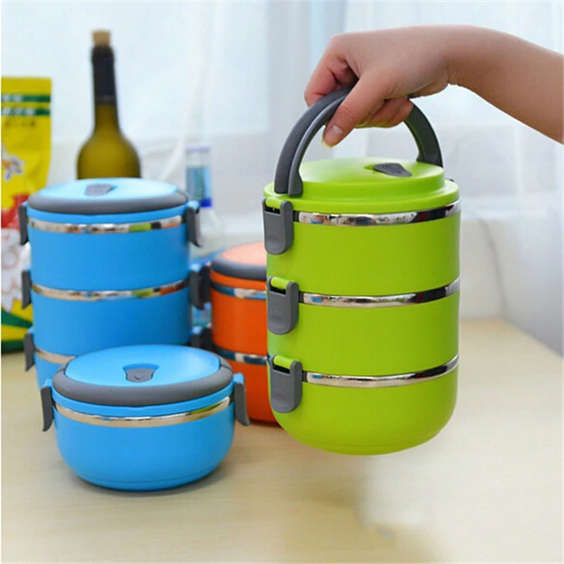 

Stainless Steel Storage Box Removable Keep Warm Fresh Food Container Multilayer Handheld Portable Food Holders Kitchen Suppliy11