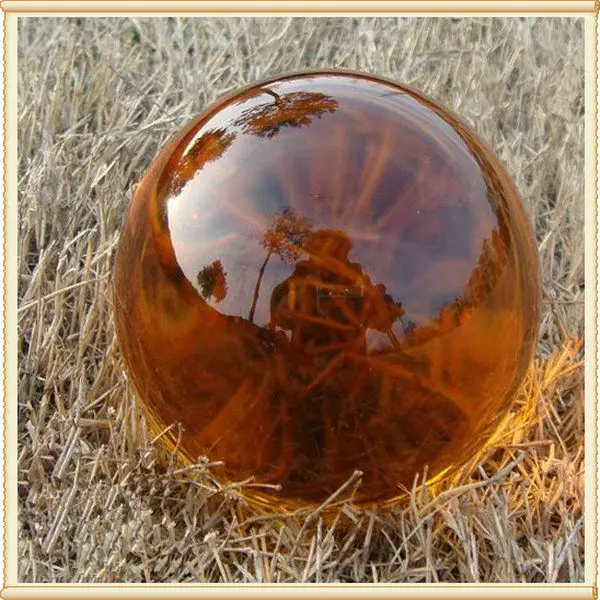 

100mm Amber Festival Party Crystal Ball Feng Shui Glass Figurines Sphere Magic Asian Decoration Home Quartz Ball