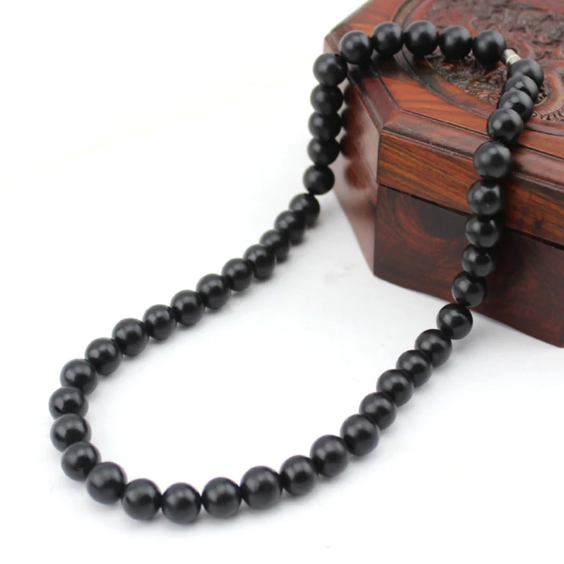 

Natural Bian Stone Jade Bianshi Black Bian Necklace 8mm Stone Carve Bianshi Massager Traditional Acupuncture Tool Stone Bracelet