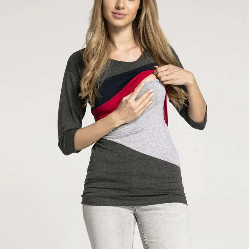 Bottom Maternity Tops For Pregnant Women Clothes Nursing Shirts Breastfeeding Pregnancy Tops Feeding Mother Lactation Wear