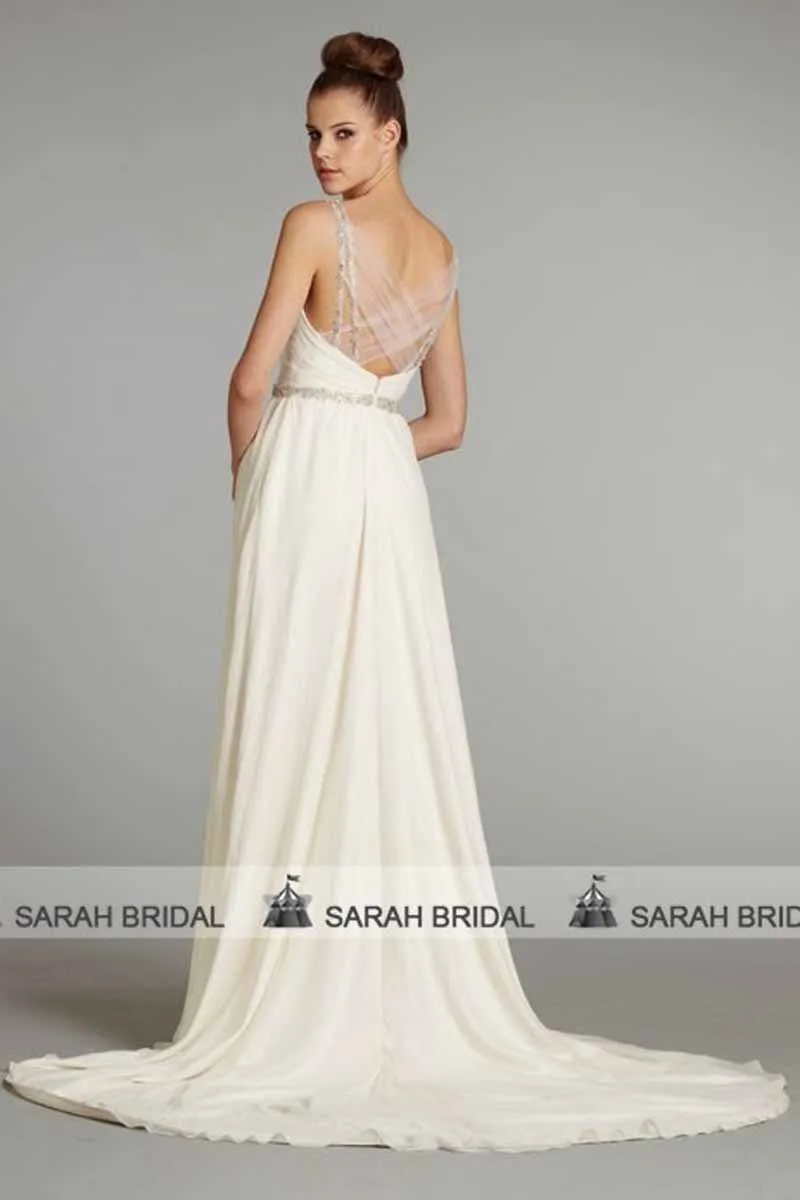 Criss Cross Back Chiffon Flowing Beach Wedding Dresses Ivory Beaded Criss Cross Back Chiffon Flowing Beach Wedding Dresses Ivory Beaded Summer Gown China Hs101 In From Weddings