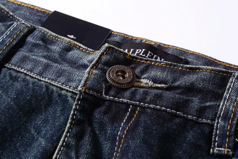 Fashion Classical Men Jeans Dark Color Straight Fit Ripped Jeans homme Italian Vinatge Style 100% Cotton Jeans Men Denim Pants