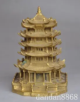 

Christmas 6 chinese folk fengshui brass Yellow Crane Tower Town house pagoda Baota statue Halloween