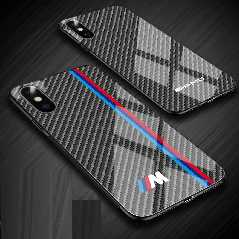 Горячие Motorsport AMG углерода волокно крышка чехол для iPhone 6 S плюс 7 8 X XR XS MAX зеркало