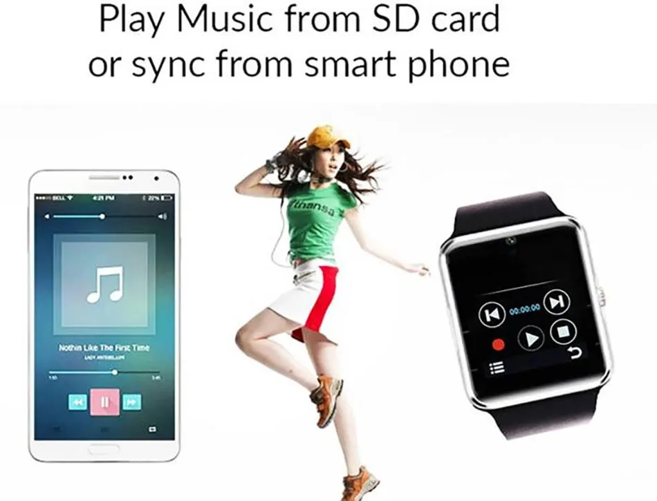 Смарт-часы с Bluetooth для мужчин и женщин, напоминающие о здоровье, камера, шагомер, сенсорный экран, спортивные часы, поддержка TF sim-карты для Android IOS