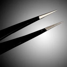 2 шт. мини-черные алмазные шипованные кости импортные черные антистатические пинцеты для ногтей локоть Прямой пинцет изогнутые и прямые