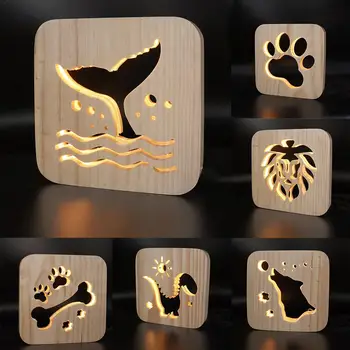

Innovative Desk Lamp USB Powered Dinosaur Nightlight Wooden Animal Decorative Lamp For Gift Bed Light table Lamp For The Bedroom