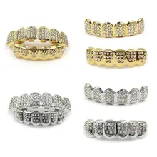 Fshion grelha de dentes, joia de ouro e prata para homens e mulheres