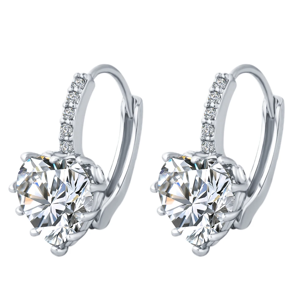 Женские серьги гвоздики с кристаллами в форме сердца|earrings sterling|earring organizersearring sticker