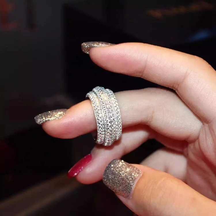 choucong Wieck Full Pave AAA Cubic Zirconia 925 Sterling Silver Simulated stones Women Wedding Engagement Band Ring Size5-11