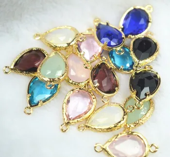 

fashion 22*11mm mixed color Natural Druzy Quartz Stone Framed Connector For DIY Bracelet Necklace Pendant charm