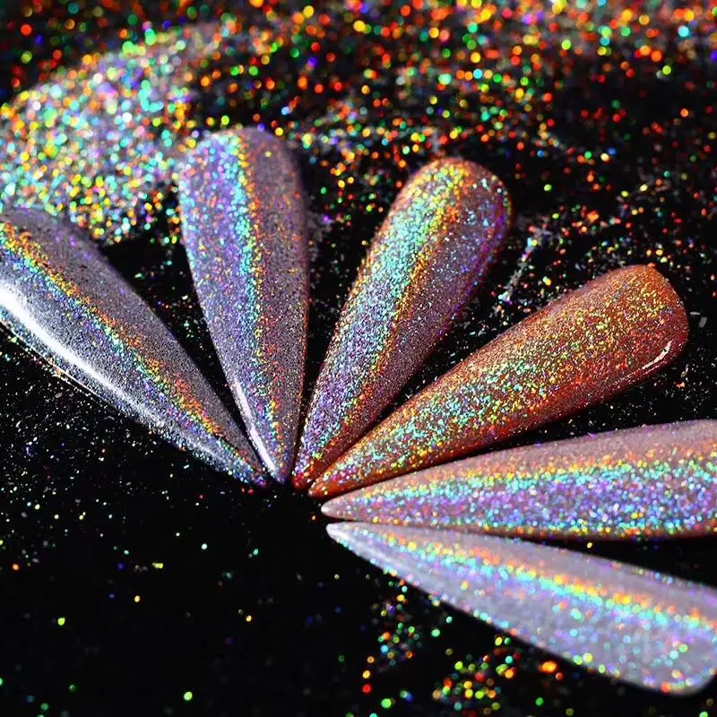

Wholesale Very Nice Chameleon Silver Galaxy Holographic Pearl Pigment Flakes Silver Rainbow Effect for DIY
