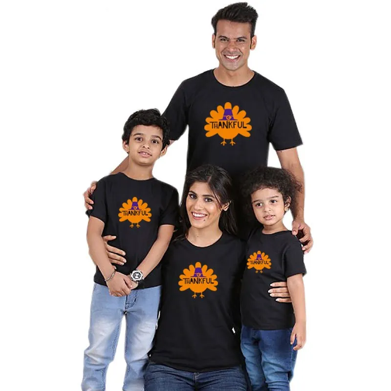 

THANKFUL Print T-shirt Family Look Matching Outfits Mommy And Me Clothes Mother Daughter Father Son Baby Girl Mom Big Sister New