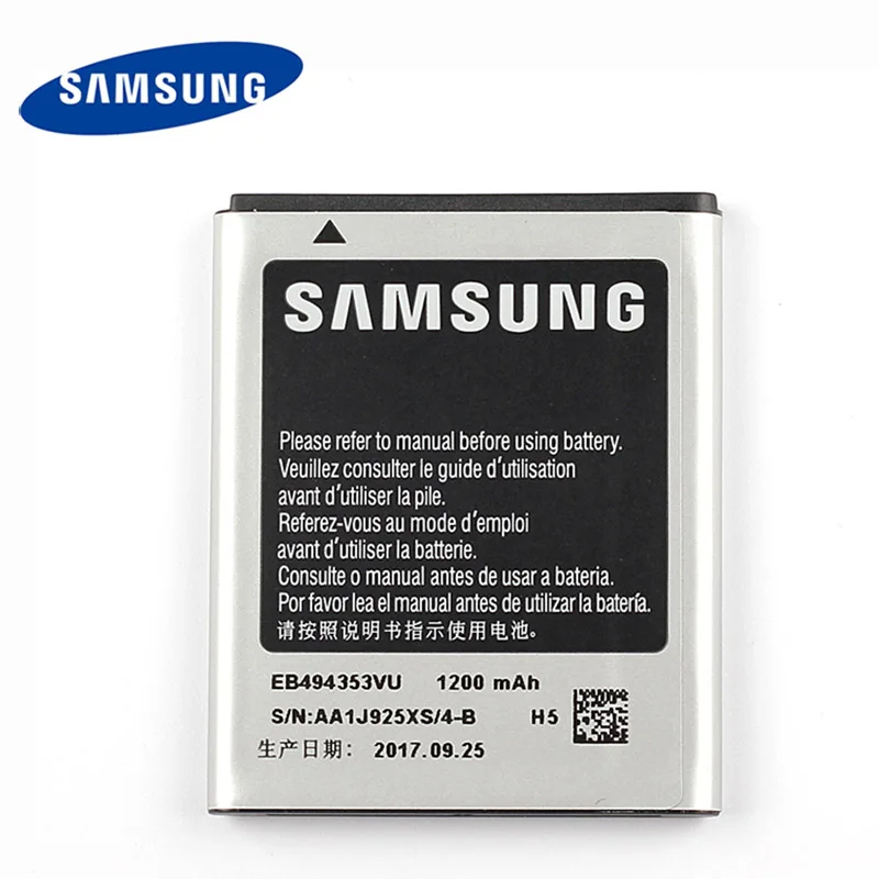 

Original Samsung EB494353VU Battery For Samsung GT-S5570 C6712 S5750 i559 S5570 S5330 S5232 Genuine 1200mAh