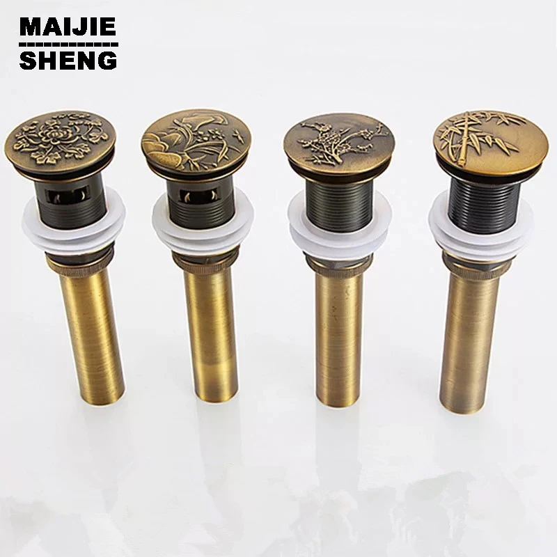 Us 21 59 40 Off Pop Up Waste Vanity Vessel Sink Drain Without With Overflow Antique Tap Basin Drains Brass Brown Bathroom In