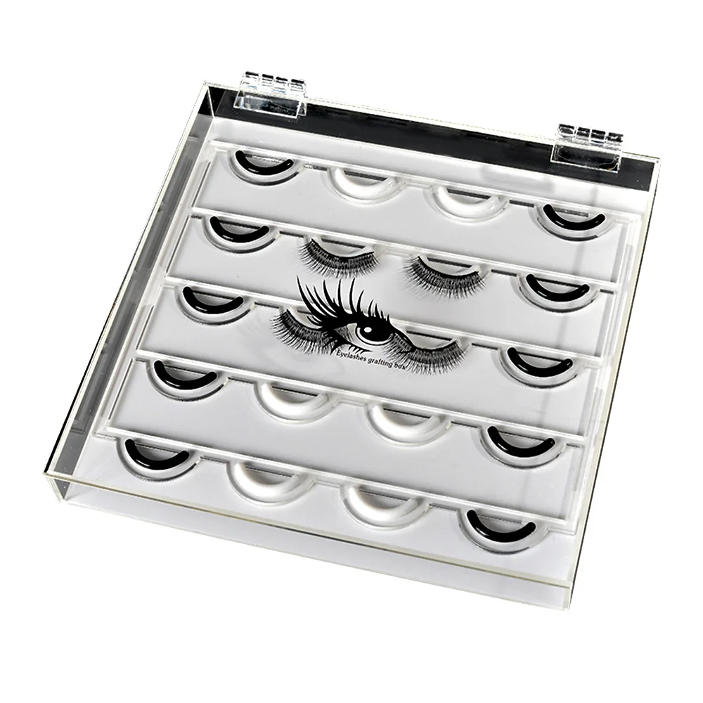 

False Eyelashes Storage Box 10 Pairs Acrylic Pallet Lash Holder for Eyelash Extension Mink Eyelash Box Packaging Display Stand