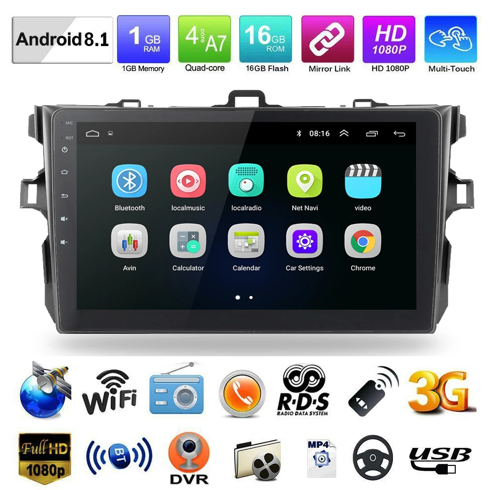 

2 din Android 9.1 Car Radio MP5 Player GPS Navigation For Toyota Corolla E140/150 2006 2007-2009 2010 2011 2012 2013 Car Stereo