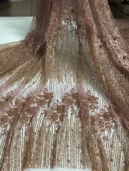 

Beaded french net lace with glued glitter top selling PWD1881108 embroidery african tulle mesh fabric