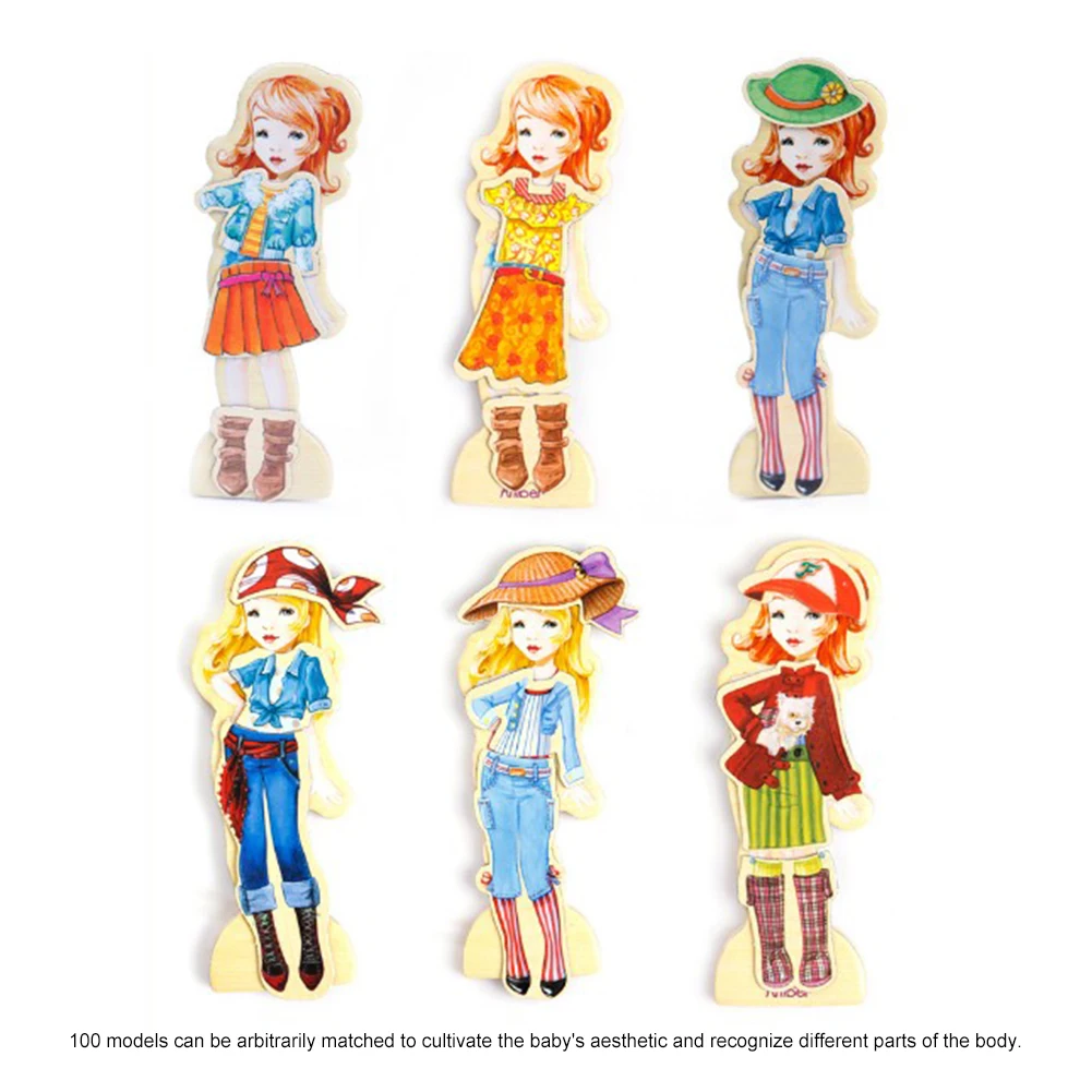 Noetoy Magnetic Puzzle Toys Wooden Dress Up Toys Change Clothes Games with Storage Case Educational Gift for 2 3 4 5 Year Olds Kids Toddlers Boys Girls