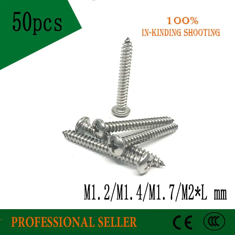 Бесплатная доставка 50 шт. M1.2/m1.4/M1.7/M2 phillips нержавеющая сталь 304 головка сковороды