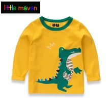 Осенние детские футболки для мальчиков, хлопковая блузка с длинными рукавами и принтом животных для детей, школьная одежда для маленьких мальчиков 2-10 лет