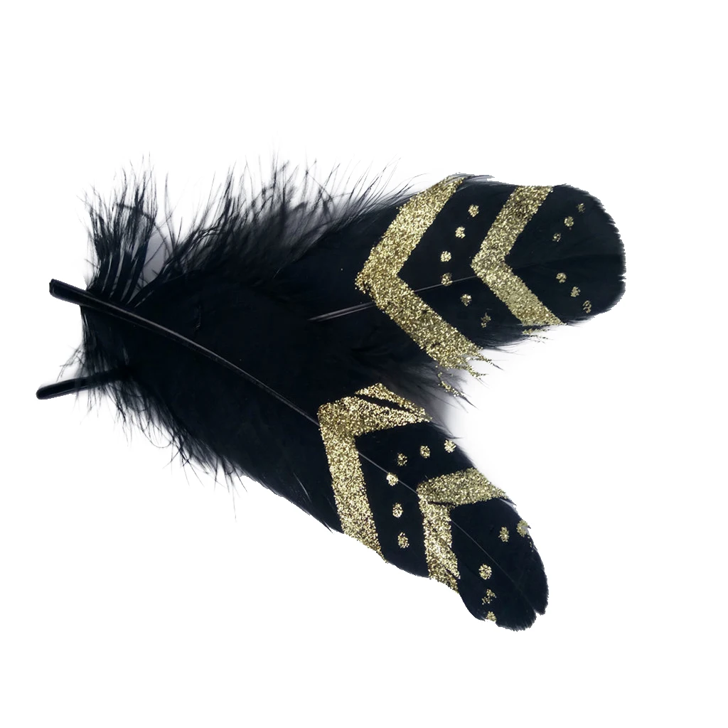 New 12 Pieces Printing Natural Goose Feather DIY Craft Party Home Decor for Sewing Garment Clothes Wedding Dress Accessories