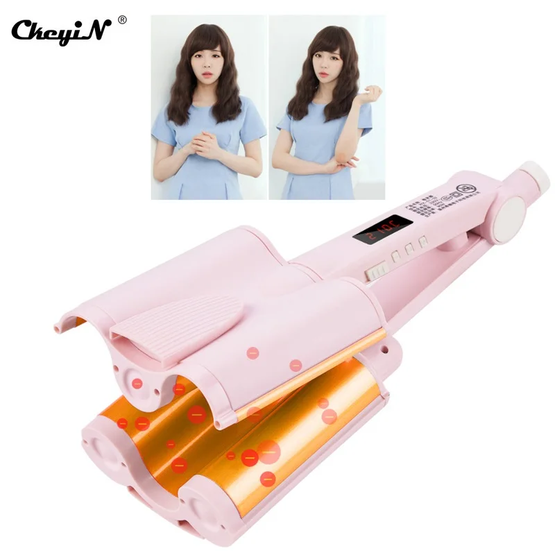 32MM Big Wave Hair Curling Iron Tourmaline Hair Curler Roller LCD Display Adjustable Temperature Curling Iron Curly 3 Barrels 32MM Big Wave Hair Curling Iron Tourmaline Hair Curler Roller LCD Display Adjustable Temperature Curling Iron Curly 3 Barrels
