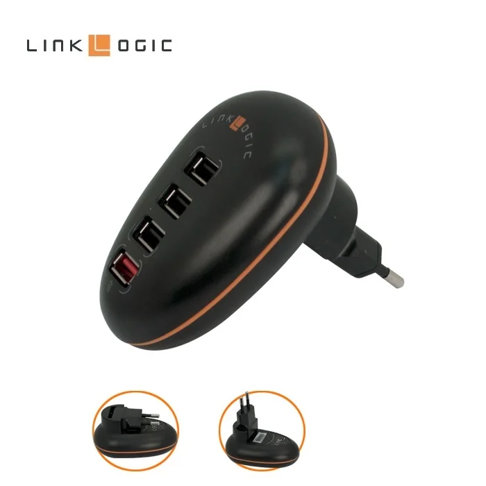 [Linklogic] Портативный 4-портовый Зарядное Устройство 5V2. 5A ABS + PC Путешествия USB ЕС/США
