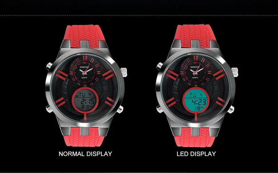 Мужские спортивные часы BOAMIGO брендовые цифровые часы военные кварцевые часы красный резиновый подарок водонепроницаемые наручные часы Reloj Hombre