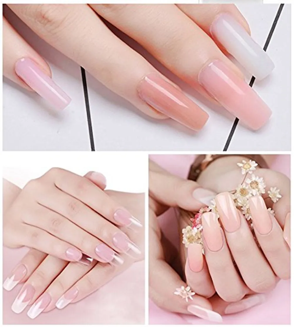 Molde do Unha Sistema de Unhas Formas com Escala Conjunto Pces Case Falso Claro Francês Cobertura Completa Polygel Unhas Dicas Acrílico A0517x 100 120 - 13 Cheap Unhas postiças