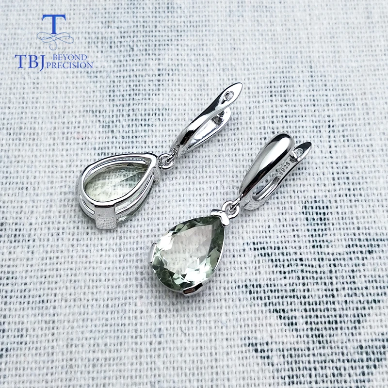 Ceny Duże kolczyki wiszące z naturalna zieleń ametyst kamień 925 sterling silver fine jewelry dla kobiet czarny piątek i prezent na boże narodzenie