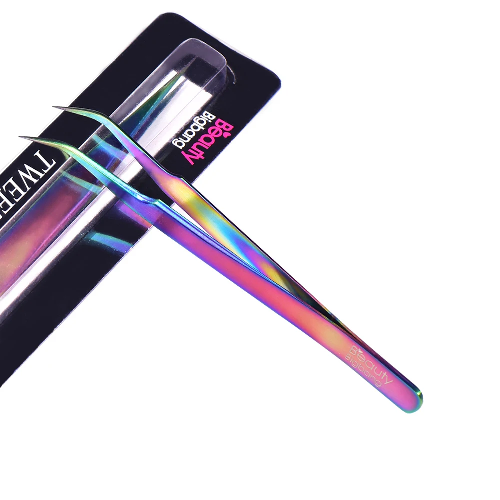 Пинцет BEAUTYBIGBANG из радужной нержавеющей стали для маникюра и нейл арта