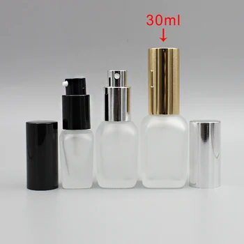 

Hotsale 30ml clear frosted square bottle with mist spray pump ,30ml glass bottle with gold/silver/black pump