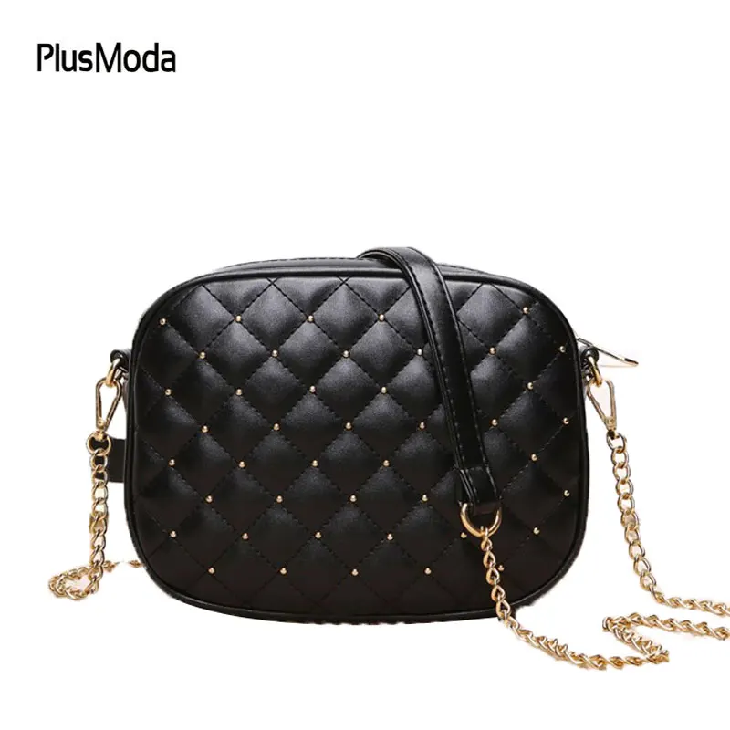 

Luxury Brand 2018 Designer Shoulder Bags Crossbody For Women Leather Handbags Ladies Rivet Bags Plaid Messenger Quilted Flap