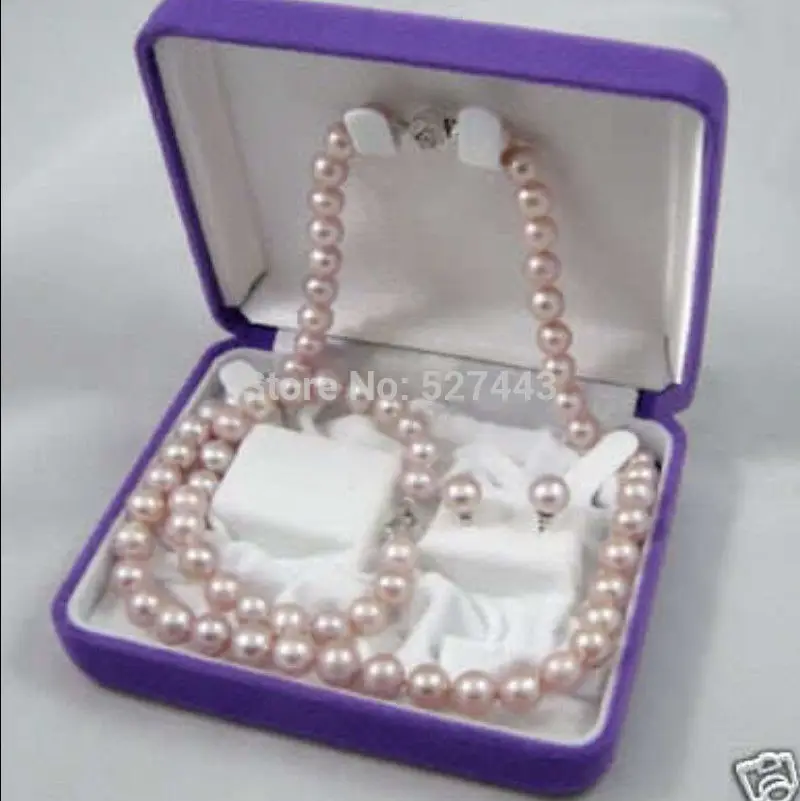 

Wholesale NATURAL 8-9MM PURPLE freshwater PEARL NECKLACE BRACELET EARRING SET hot