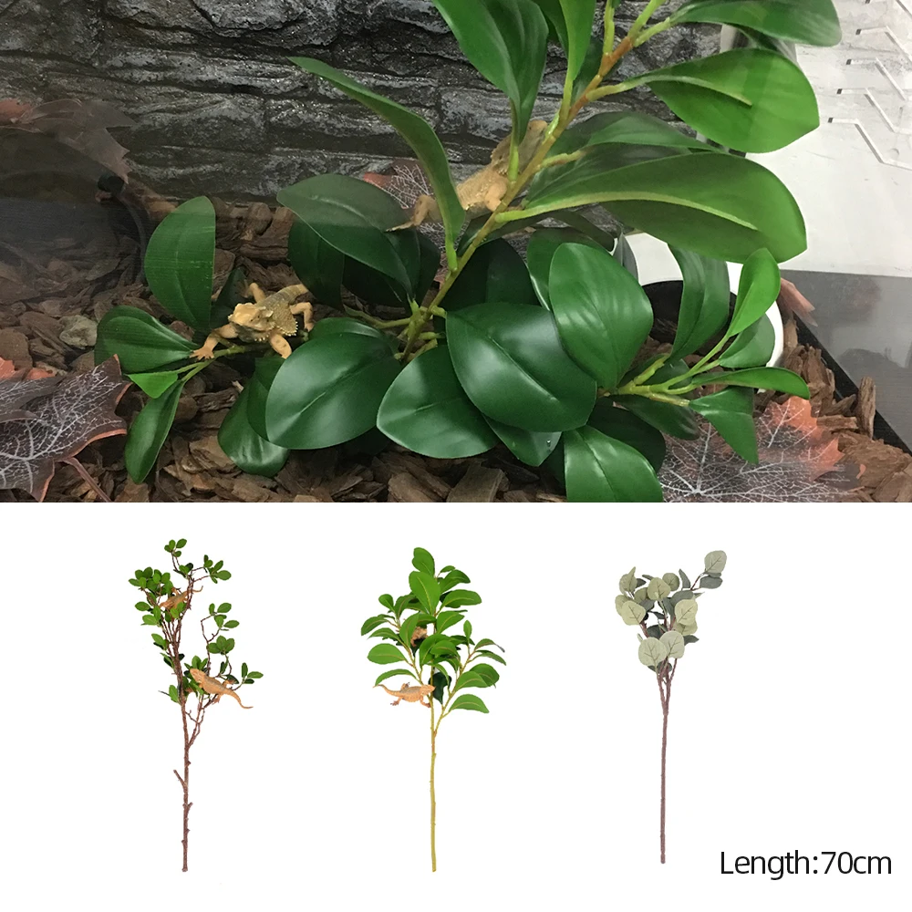

Habitat Decorative Plants Plastic Plant Leaves Branches Simulated Plant for Lizard Frog Spider Snake Reptiles Pets Accessories