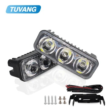 

TUVANG High Power DRL Waterproof Car 3 LED Daytime Running Lights DC12V White Amber Turn Signal 6000K DRL Fog External Lamps